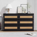 Zstar Rattan 6 Drawer Dresser for Bedroom, Nursery, Entryway, Apartments
