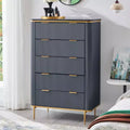 SinCiDo Modern Fluted Drawer Dresser, Gold Accents, Wood TV Stand & Storage Dressers Organizer for Bedroom, Living Room
