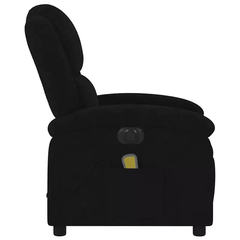vidaXL Electric Massage Recliner Chair - Wingback Black Velvet Armchair with Vibration Function & Motorized Recline for Living Room/Bedroom