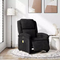 vidaXL Electric Massage Recliner Chair - Wingback Black Velvet Armchair with Vibration Function & Motorized Recline for Living Room/Bedroom