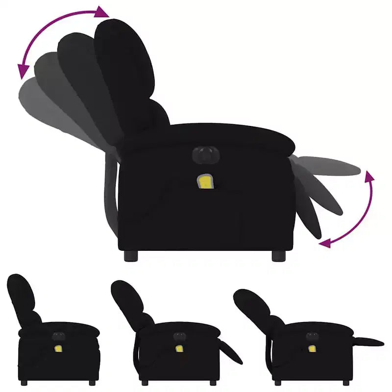 vidaXL Electric Massage Recliner Chair - Wingback Black Velvet Armchair with Vibration Function & Motorized Recline for Living Room/Bedroom