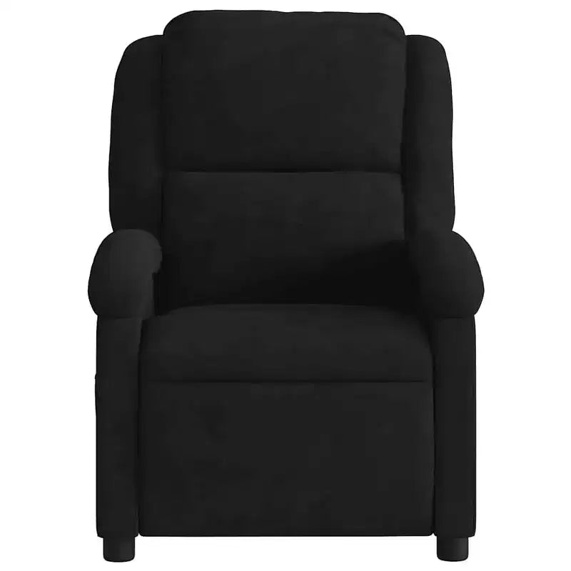 vidaXL Electric Massage Recliner Chair - Wingback Black Velvet Armchair with Vibration Function & Motorized Recline for Living Room/Bedroom