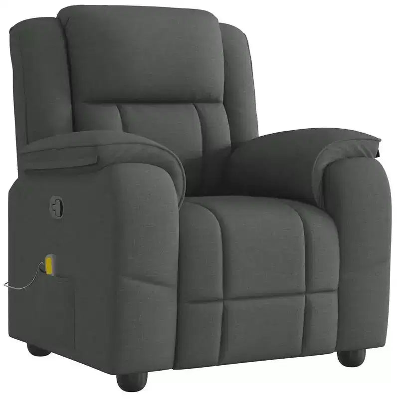 vidaXL Dark Gray Massage Recliner Chair - Fabric Armchair with Vibration Function, Manual Reclining, Side Pocket - Office/Bedroom/Lounge