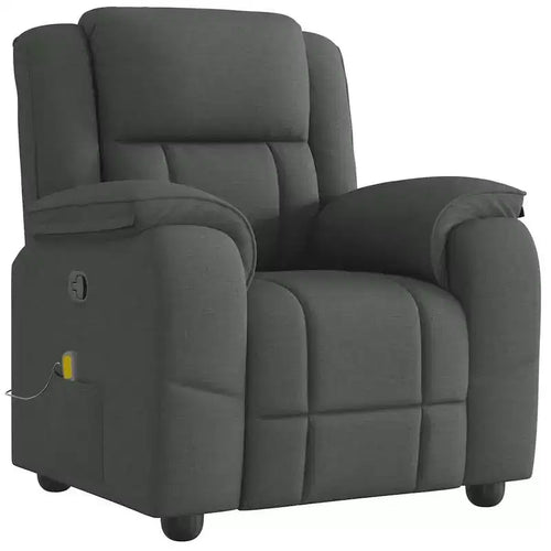vidaXL Dark Gray Massage Recliner Chair - Fabric Armchair with Vibration Function, Manual Reclining, Side Pocket - Office/Bedroom/Lounge