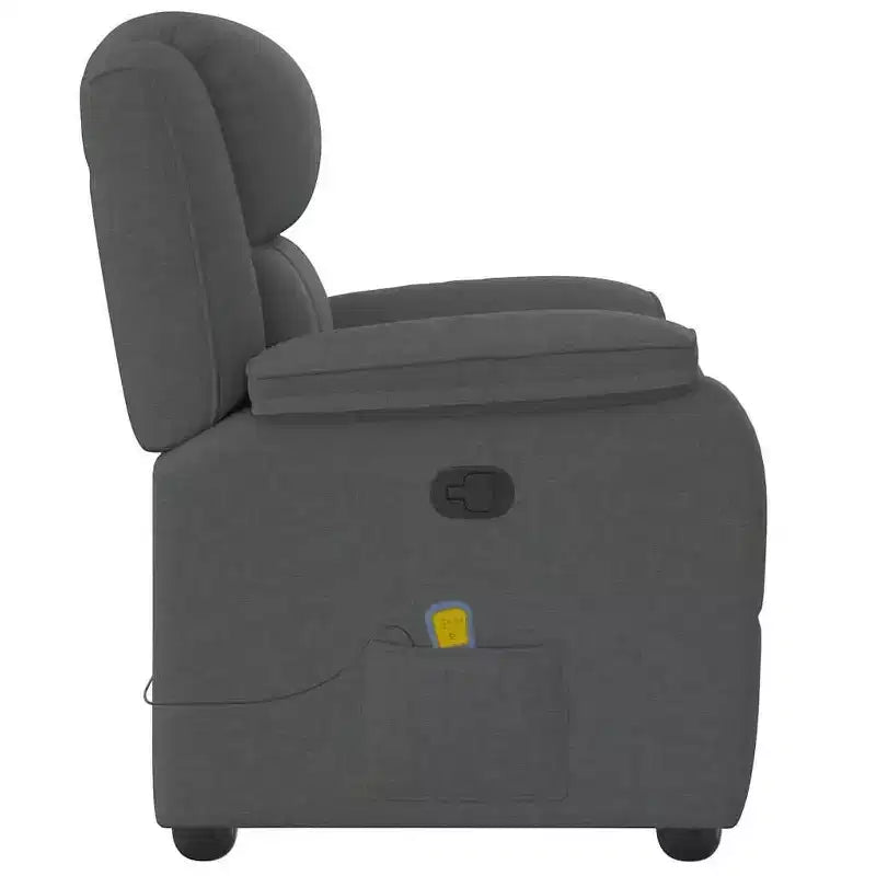 vidaXL Dark Gray Massage Recliner Chair - Fabric Armchair with Vibration Function, Manual Reclining, Side Pocket - Office/Bedroom/Lounge