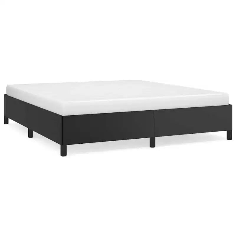 vidaXL King Bed Frame, Faux Leather Upholstered Platform Bed Frame, Black, No Mattress
