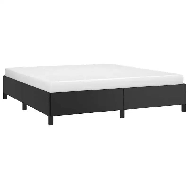 vidaXL King Bed Frame, Faux Leather Upholstered Platform Bed Frame, Black, No Mattress