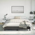 vidaXL King Bed Frame, Faux Leather Upholstered Platform Bed Frame, Black, No Mattress