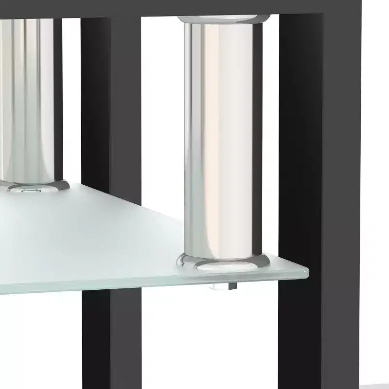 Okak Modern Elegant Tempered Glass Coffee Table 1PC, Square Tea Table End Table with Open Shelf for Small Living Room