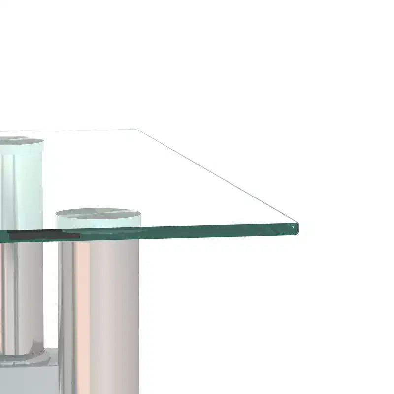 Okak Modern Elegant Tempered Glass Coffee Table 1PC, Square Tea Table End Table with Open Shelf for Small Living Room