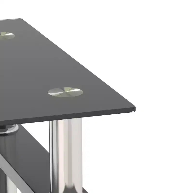 Okak Modern Elegant Tempered Glass Coffee Table 1PC, Square Tea Table End Table with Open Shelf for Small Living Room
