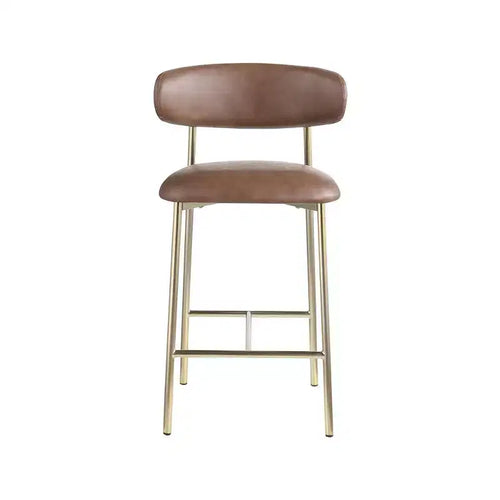 Meridian Furniture,Lupita Brown Vegan Leather Counter Stool, Set of 2