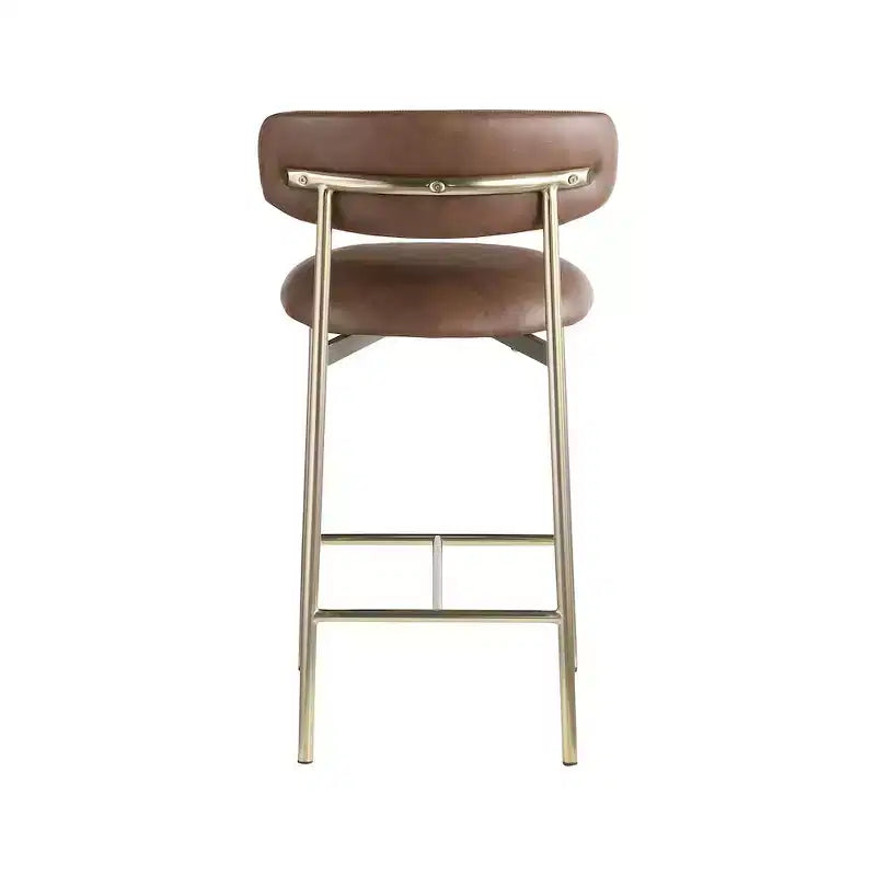 Meridian Furniture,Lupita Brown Vegan Leather Counter Stool, Set of 2