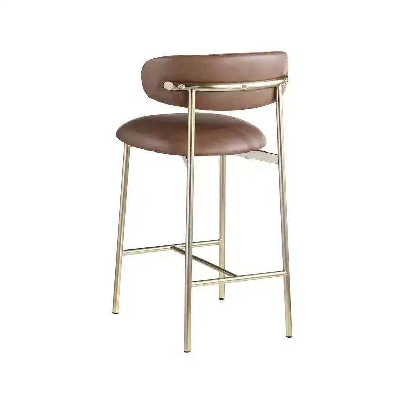 Meridian Furniture,Lupita Brown Vegan Leather Counter Stool, Set of 2