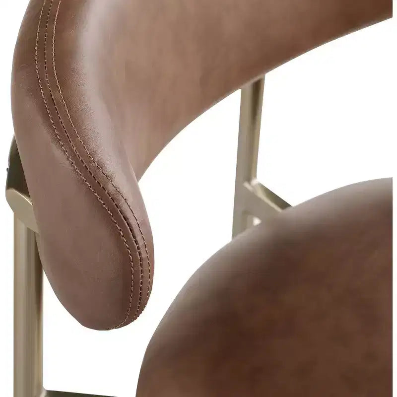 Meridian Furniture,Lupita Brown Vegan Leather Counter Stool, Set of 2