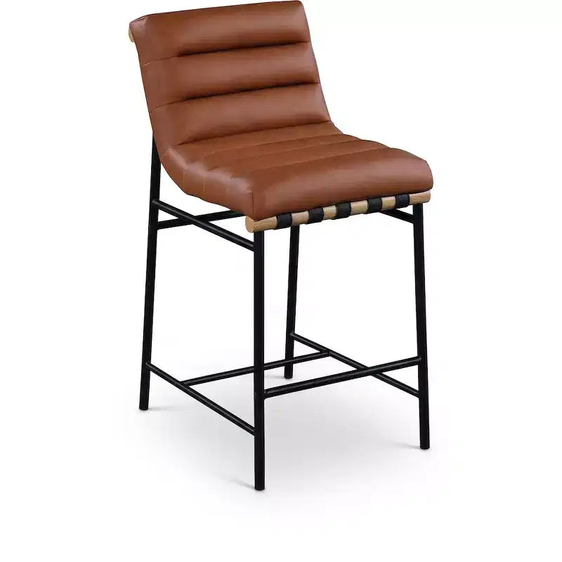 Meridian Furniture,Burke Cognac Vegan Leather Counter Stool