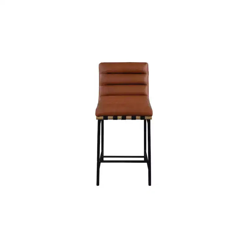 Meridian Furniture,Burke Cognac Vegan Leather Counter Stool
