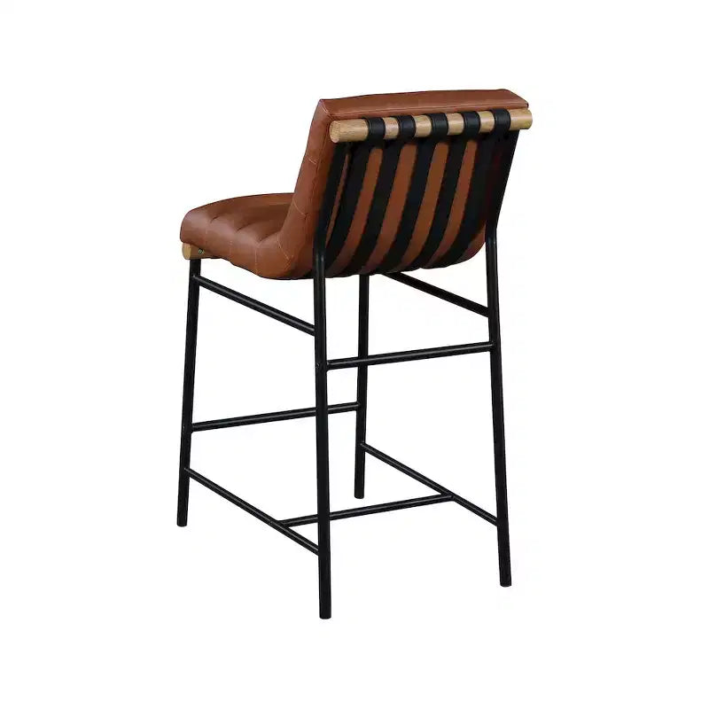 Meridian Furniture,Burke Cognac Vegan Leather Counter Stool