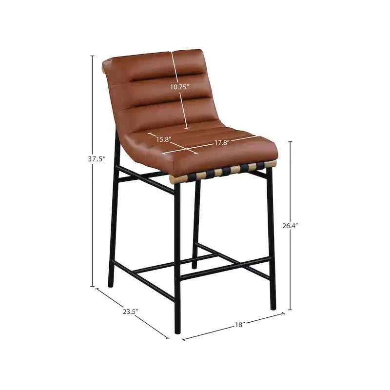 Meridian Furniture,Burke Cognac Vegan Leather Counter Stool