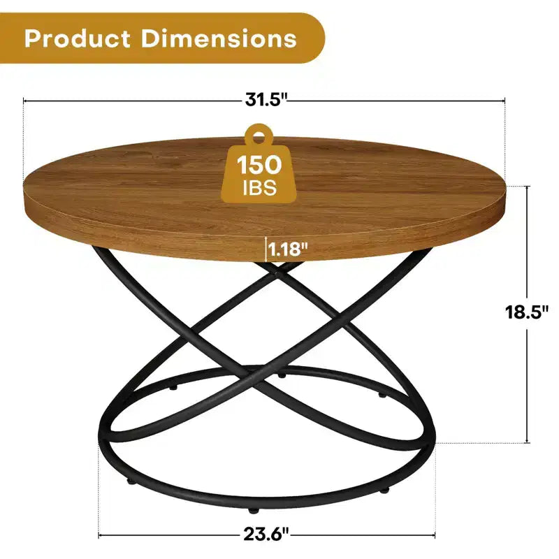 Bekrvio 31.5'' Round Glass/Faux Marble Coffee Table with Gold-Plating Bright Metal Oval Frame,Modern Circle Coffee Table for Living Room