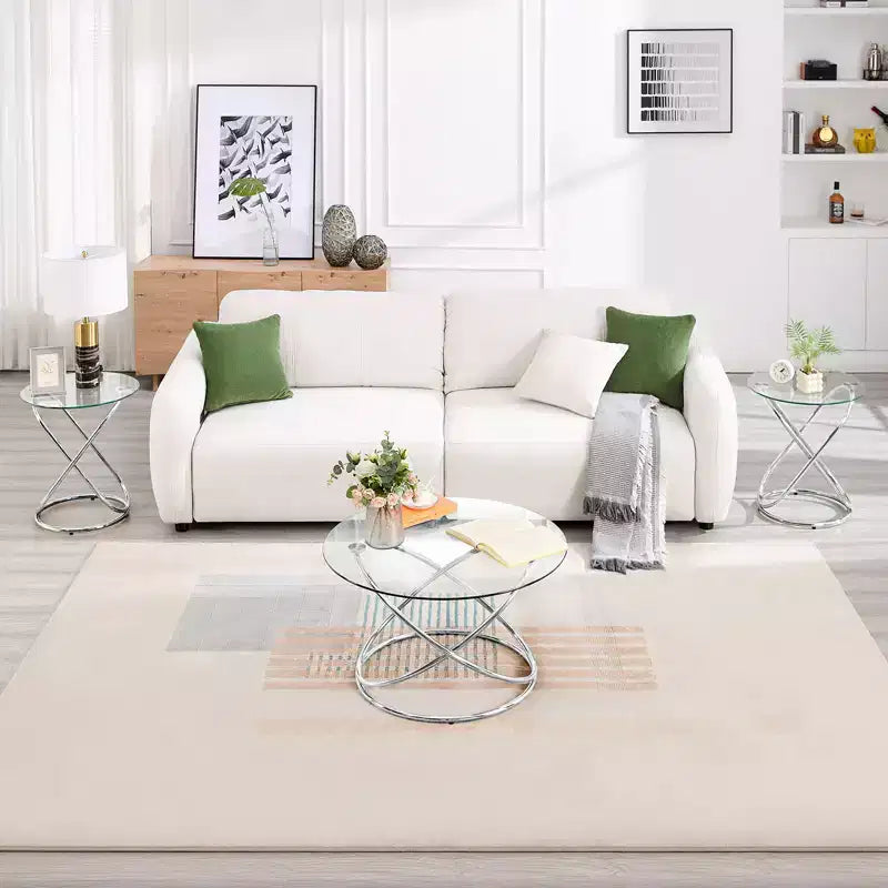 Bekrvio 31.5'' Round Glass/Faux Marble Coffee Table with Gold-Plating Bright Metal Oval Frame,Modern Circle Coffee Table for Living Room