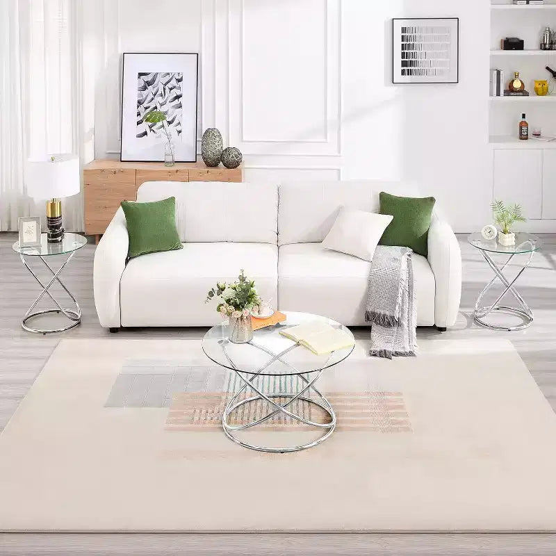 Bekrvio 31.5'' Round Glass/Faux Marble Coffee Table with Gold-Plating Bright Metal Oval Frame,Modern Circle Coffee Table for Living Room