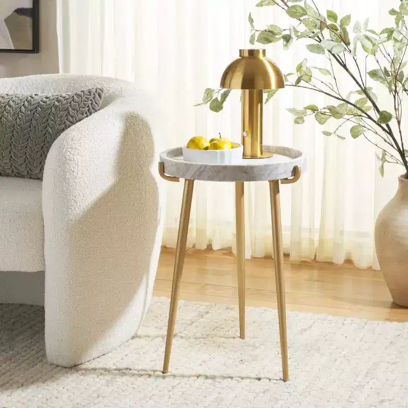 Bonn Marble Side Table - ACC3728A - Brown Grey/Gold - Safavieh