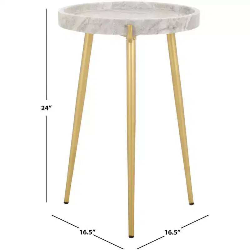 Bonn Marble Side Table - ACC3728A - Brown Grey/Gold - Safavieh