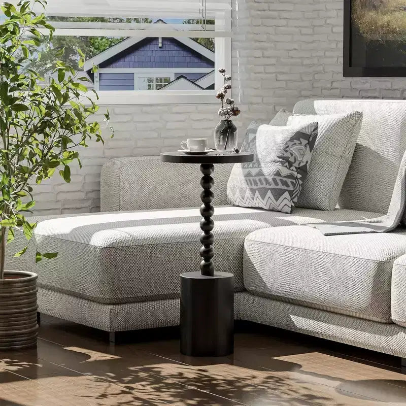COZAYH Farmhouse Round Pedestal Martini Table for Living Rooms, Bedrooms & Small Spaces, for Holding Drinks, Plants, Lamps or Decorative Pieces, Black