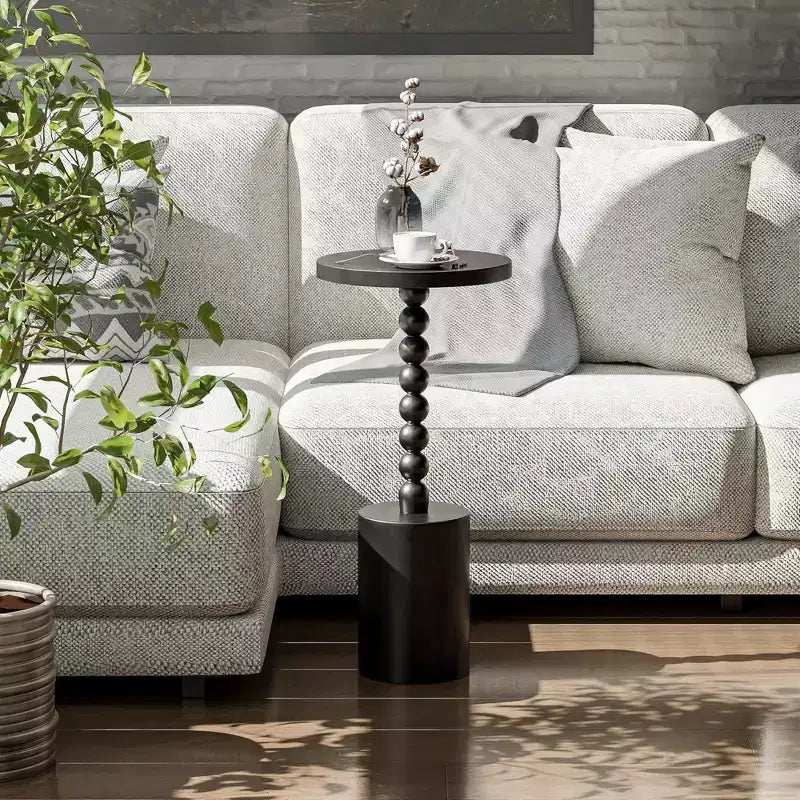 COZAYH Farmhouse Round Pedestal Martini Table for Living Rooms, Bedrooms & Small Spaces, for Holding Drinks, Plants, Lamps or Decorative Pieces, Black