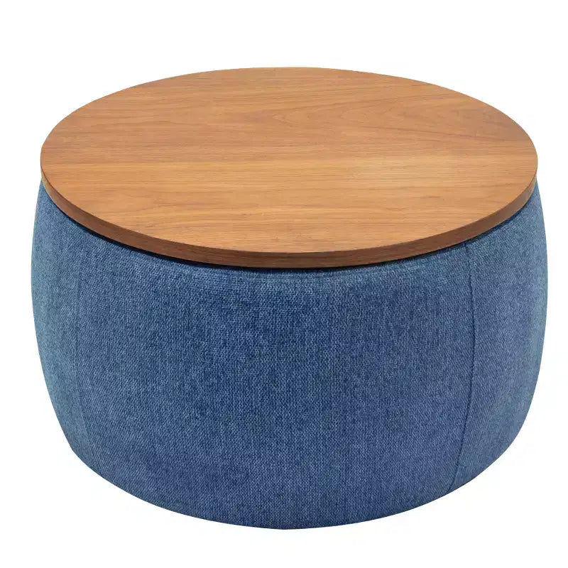 Zeus & Ruta 2-in-1 Round Storage Ottoman, Work as End table 25.5 x 25.5 x 14.5