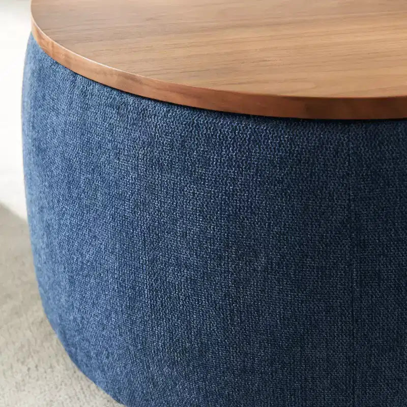 Zeus & Ruta 2-in-1 Round Storage Ottoman, Work as End table 25.5 x 25.5 x 14.5