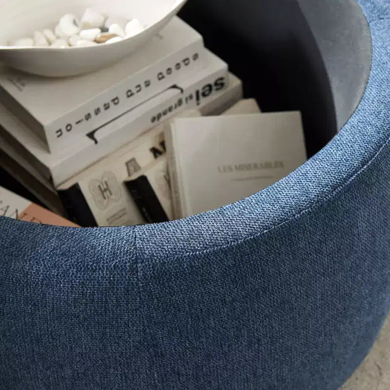 Zeus & Ruta 2-in-1 Round Storage Ottoman, Work as End table 25.5 x 25.5 x 14.5