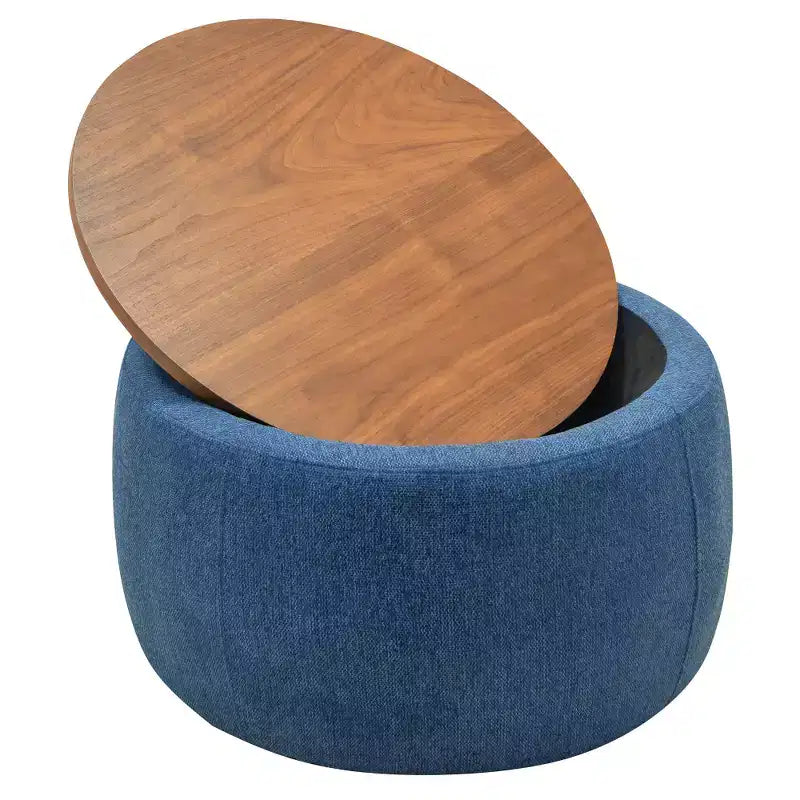Zeus & Ruta 2-in-1 Round Storage Ottoman, Work as End table 25.5 x 25.5 x 14.5