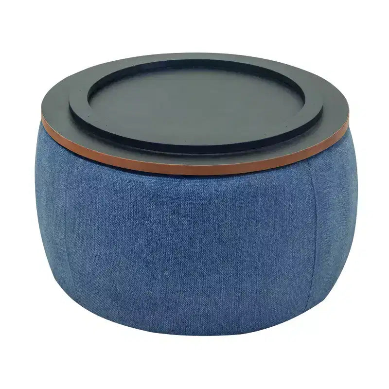 Zeus & Ruta 2-in-1 Round Storage Ottoman, Work as End table 25.5 x 25.5 x 14.5
