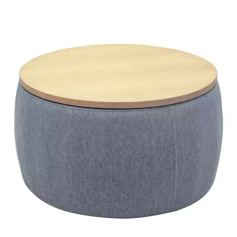 Zeus & Ruta 2-in-1 Round Storage Ottoman, Work as End table 25.5 x 25.5 x 14.5
