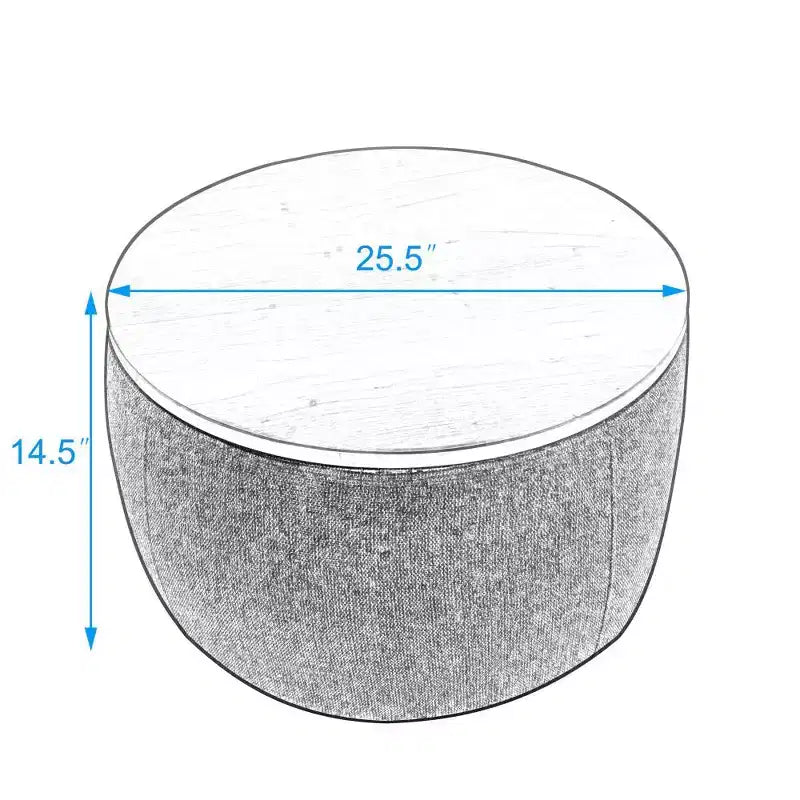 Zeus & Ruta 2-in-1 Round Storage Ottoman, Work as End table 25.5 x 25.5 x 14.5
