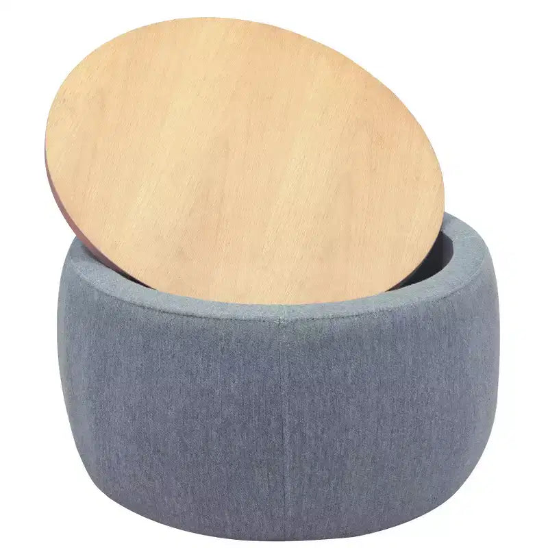 Zeus & Ruta 2-in-1 Round Storage Ottoman, Work as End table 25.5 x 25.5 x 14.5