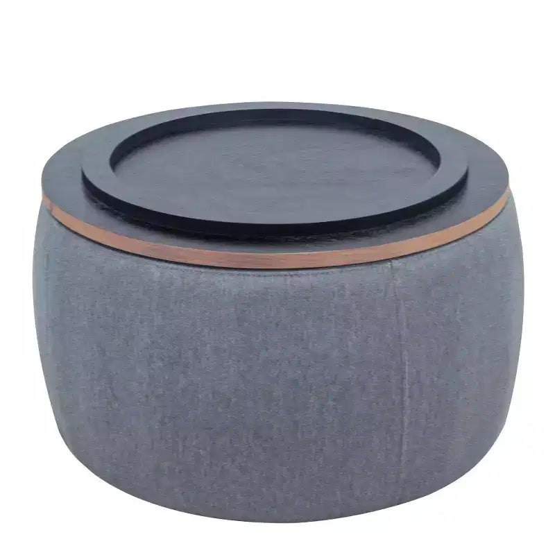 Zeus & Ruta 2-in-1 Round Storage Ottoman, Work as End table 25.5 x 25.5 x 14.5