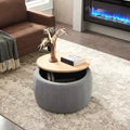 Zeus & Ruta 2-in-1 Round Storage Ottoman, Work as End table 25.5 x 25.5 x 14.5