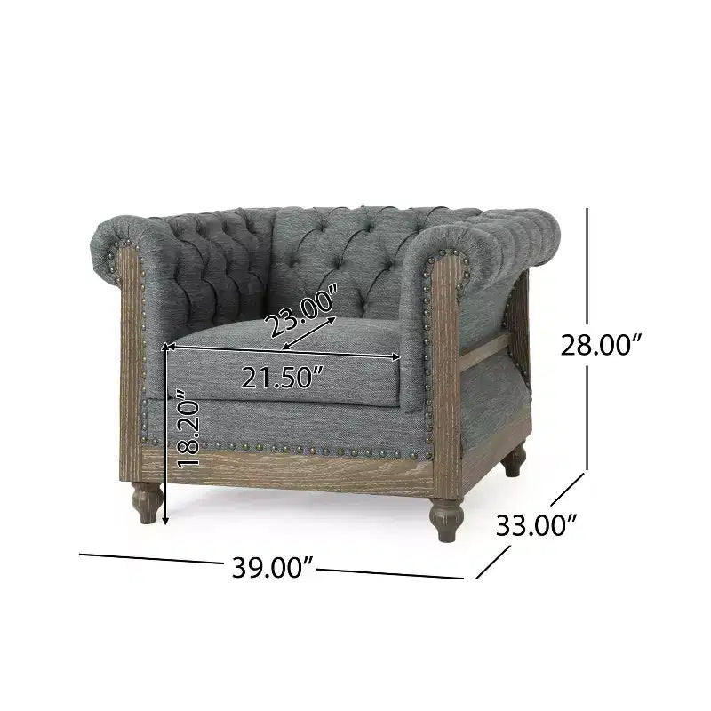 Christopher Knight Home Voll Chesterfield Fabric Tufted Club Chairs with Nailhead Trim (Set of 2)