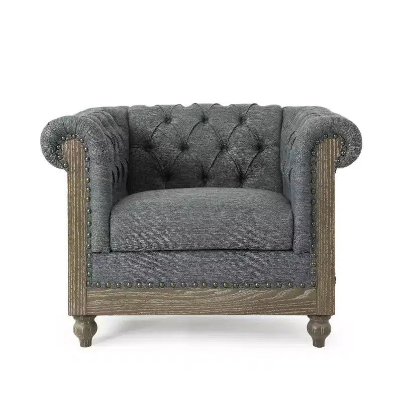 Christopher Knight Home Voll Chesterfield Fabric Tufted Club Chairs with Nailhead Trim (Set of 2)