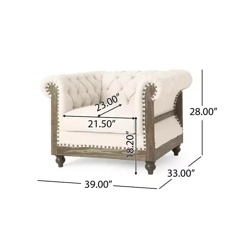 Christopher Knight Home Voll Chesterfield Fabric Tufted Club Chairs with Nailhead Trim (Set of 2)