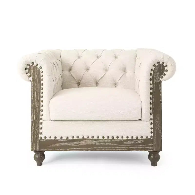 Christopher Knight Home Voll Chesterfield Fabric Tufted Club Chairs with Nailhead Trim (Set of 2)