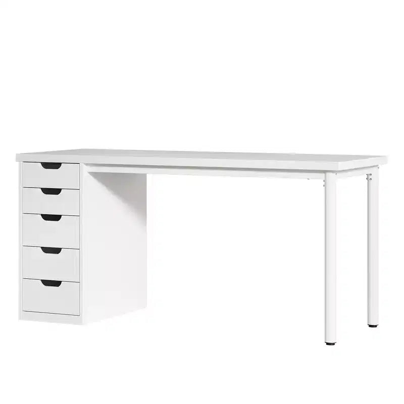 MAYEERTY 47.24 Home Office Desk, 1.18 Thick Engineered Wood with 5 Drawers