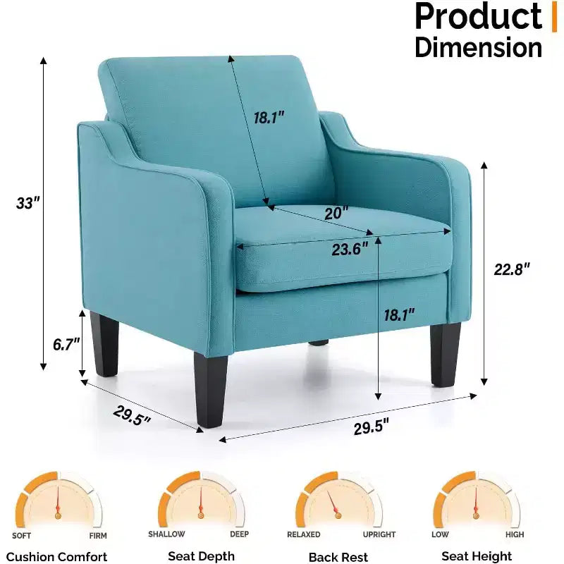 VINGLI Accent Chairs for Living Room Mid Century Modern Chair Sofa Chair Upholstered Arm Chair