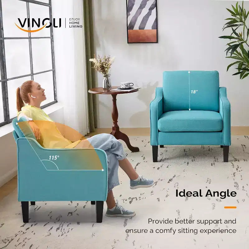 VINGLI Accent Chairs for Living Room Mid Century Modern Chair Sofa Chair Upholstered Arm Chair