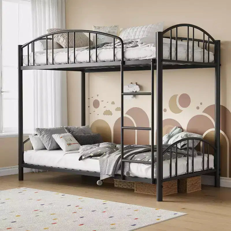 Loft Bed/Bunk Bed Twin Size with Ladde and Arched Guardrail, Heavy Duty Metal Bed Frame for Kids and Adults, Small Space Saving Design
