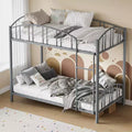 Loft Bed/Bunk Bed Twin Size with Ladde and Arched Guardrail, Heavy Duty Metal Bed Frame for Kids and Adults, Small Space Saving Design