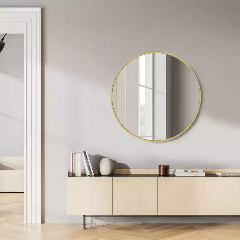 Bestier Round Mirror for Wall Decor, 30 Wall Mounted Circle Vanity Mirrors, Modern Decoration for Bathroom, Living Room, Entryway